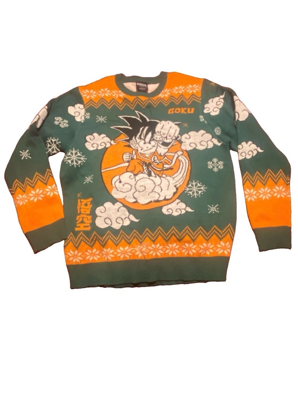 Goku Graphic Green & Orange Men’s Pullover Sweater